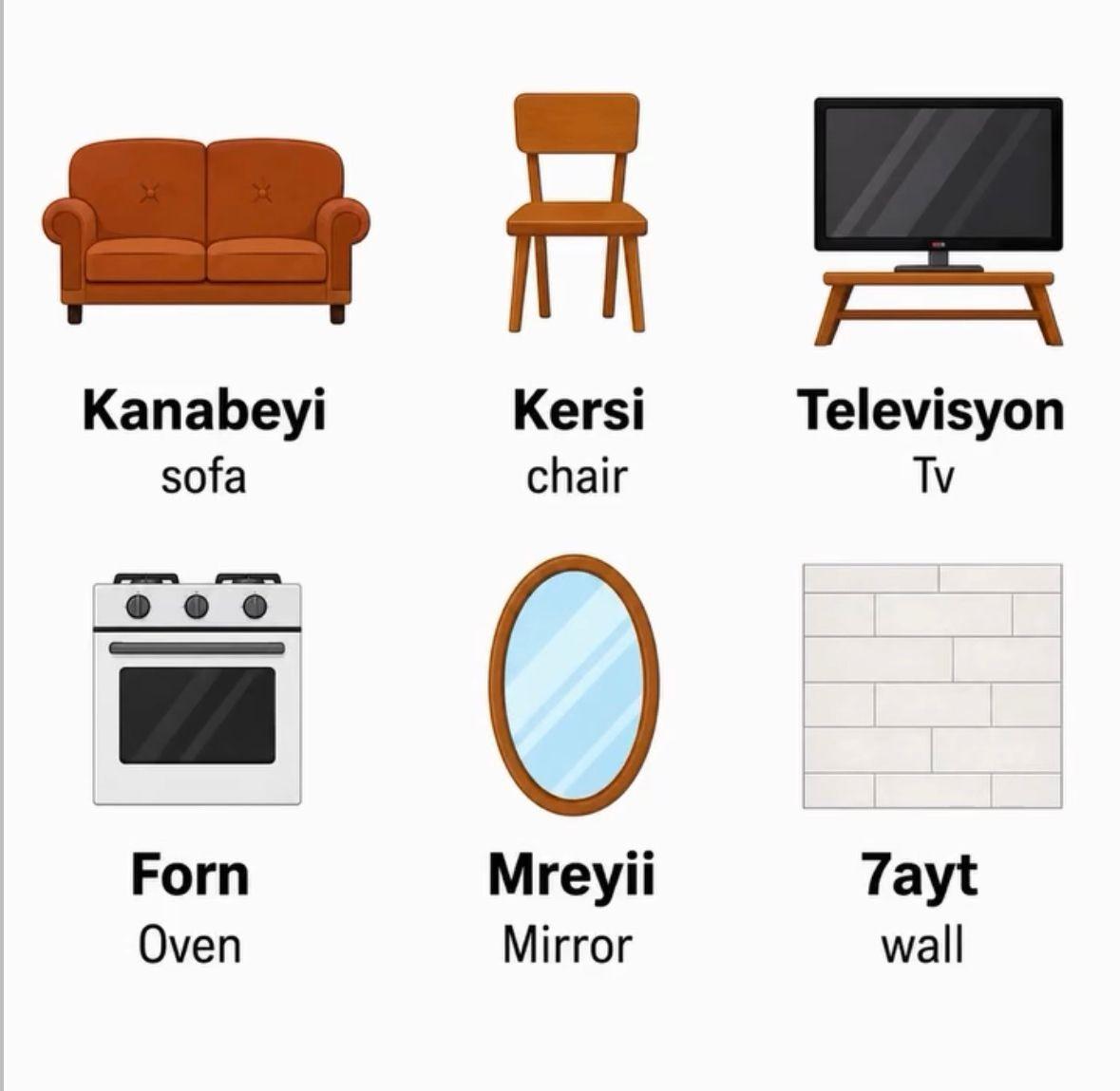 Instagram post teaching furniture vocabulary in Lebanese Arabic